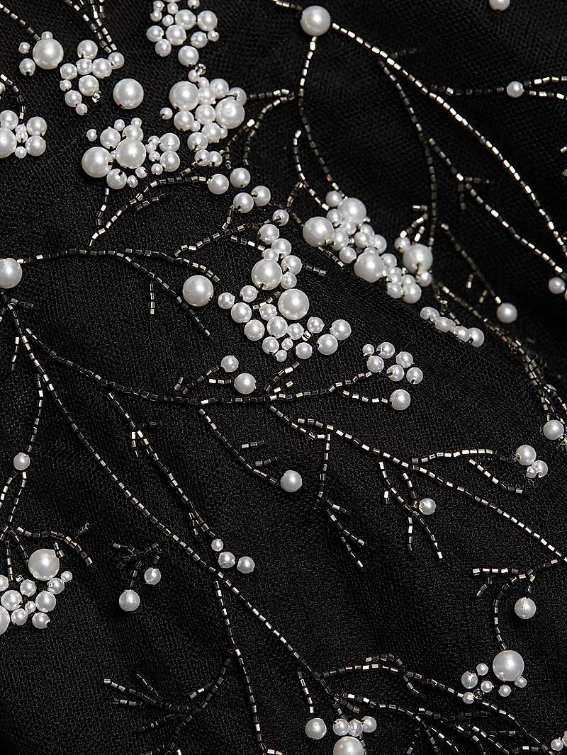 Embroidered Tulle Gown