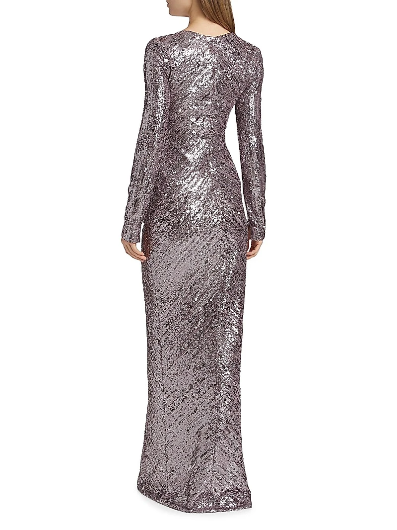 Sequined Ruched Gown