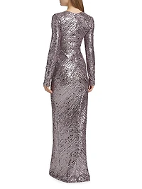 Sequined Ruched Gown
