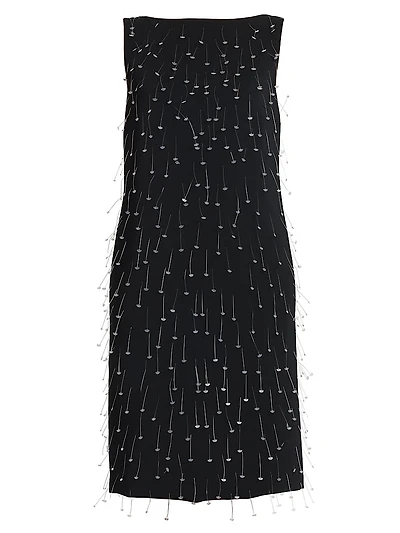 Embellished Crepe Knee-Length Dress