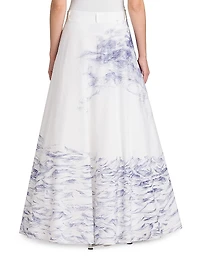 Printed Poplin A-Line Maxi-Skirt