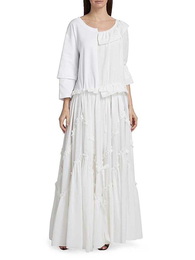 Cotton-Silk Voile Patchwork Maxi Dress