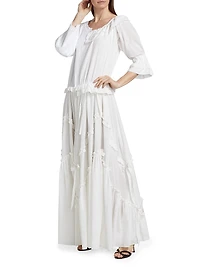 Cotton-Silk Voile Patchwork Maxi Dress