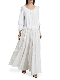 Cotton-Silk Voile Patchwork Maxi Dress