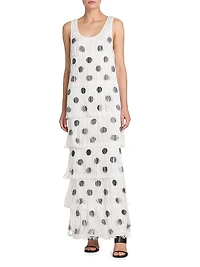 Polka Dot Fringe Maxi Dress