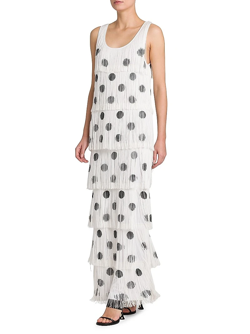 Polka Dot Fringe Maxi Dress