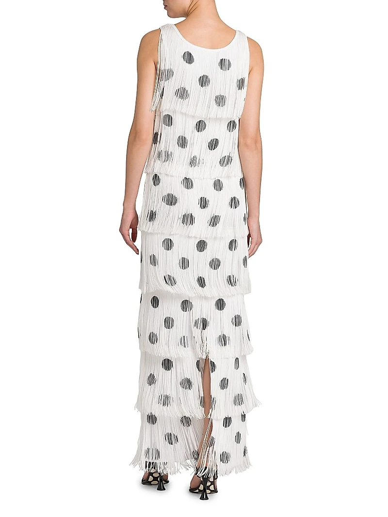 Polka Dot Fringe Maxi Dress