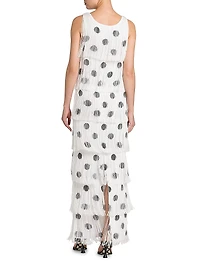 Polka Dot Fringe Maxi Dress