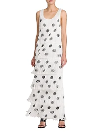 Polka Dot Fringe Maxi Dress