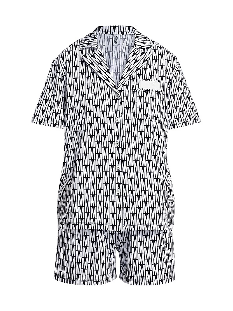 Monogram Print Short Pajamas Set