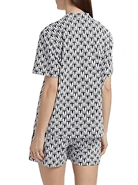 Monogram Print Short Pajamas Set