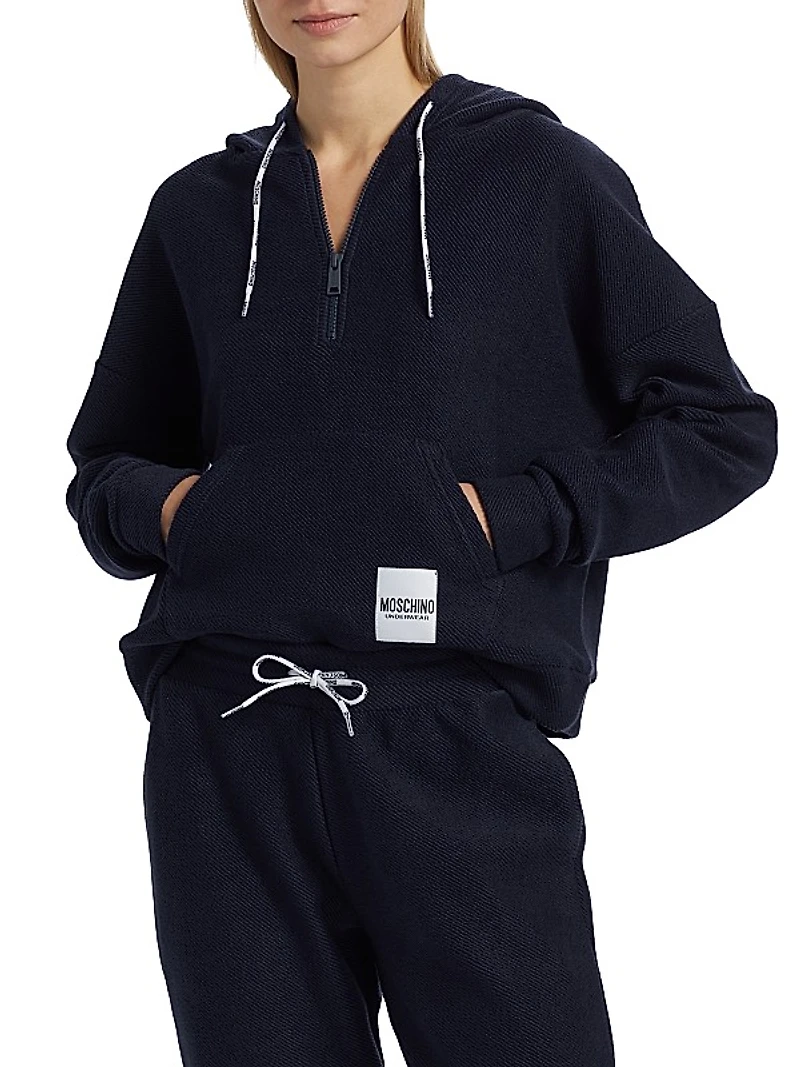 Half-Zip Ribbed Hoodie