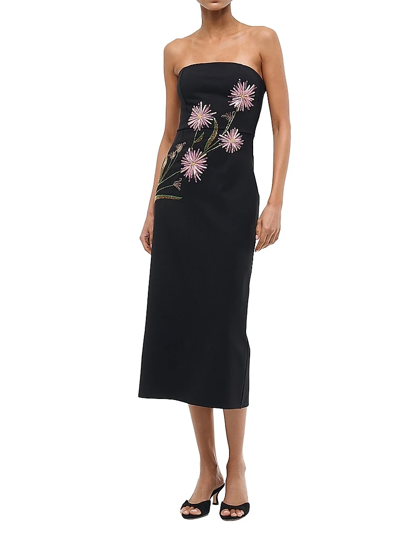 Brooke Floral Beaded Ponte Sheath Dress