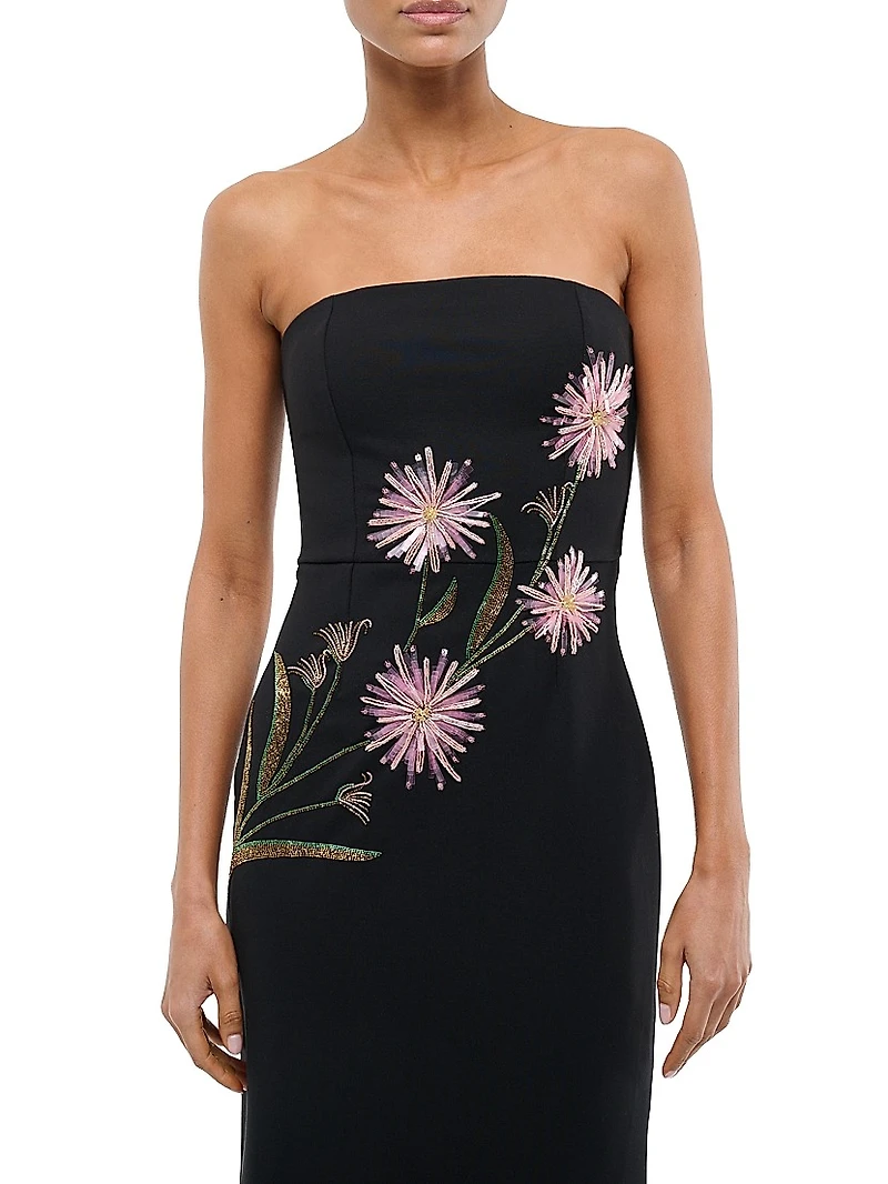 Brooke Floral Beaded Ponte Sheath Dress