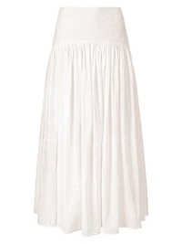 Procida Pleated Eyelet Maxi Skirt