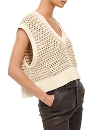 Americana Striped Crochet Crop Sweater