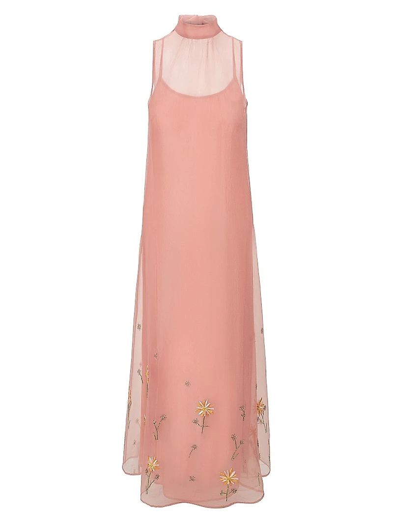 Albee Floral Beaded Organza Gown