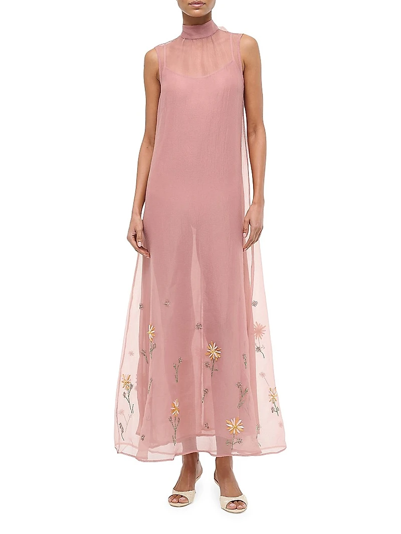 Albee Floral Beaded Organza Gown