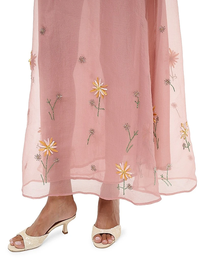 Albee Floral Beaded Organza Gown