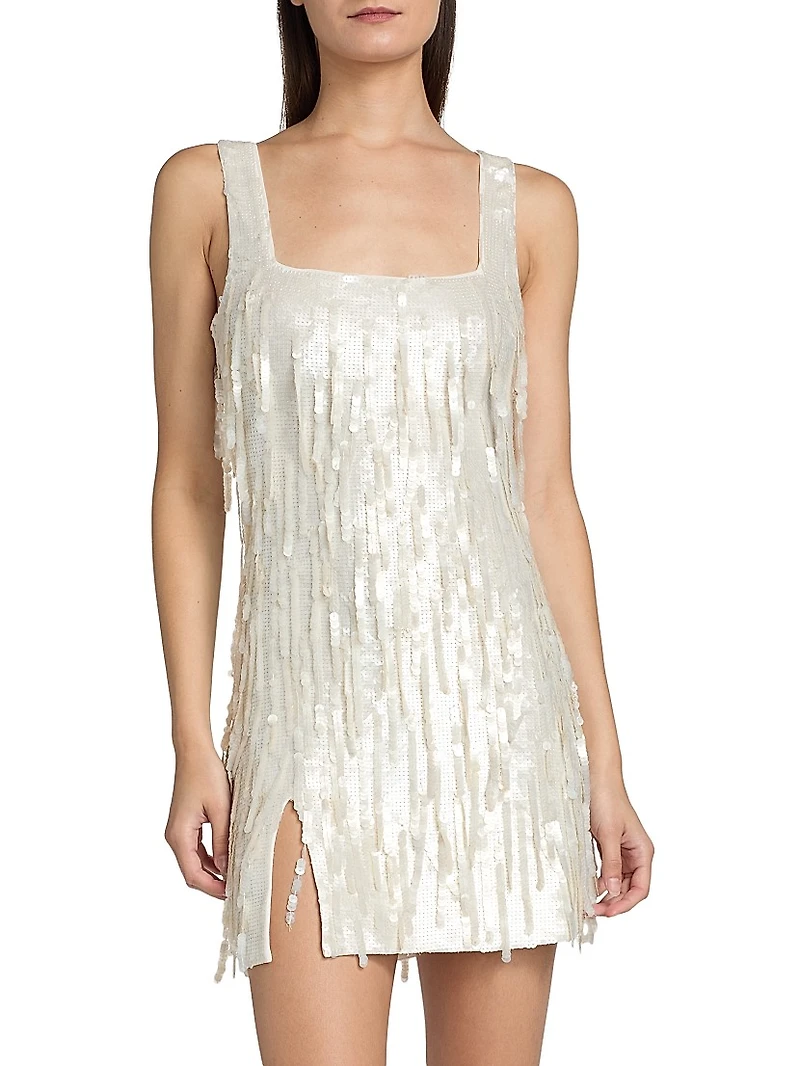 Le Sable Sequined Fringe-Trimmed Minidress
