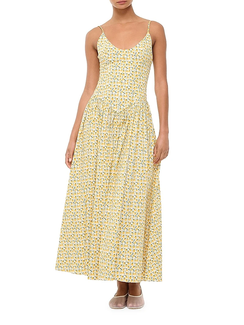 Dena Lemon Print Poplin Maxi Dress