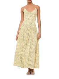 Dena Lemon Print Poplin Maxi Dress
