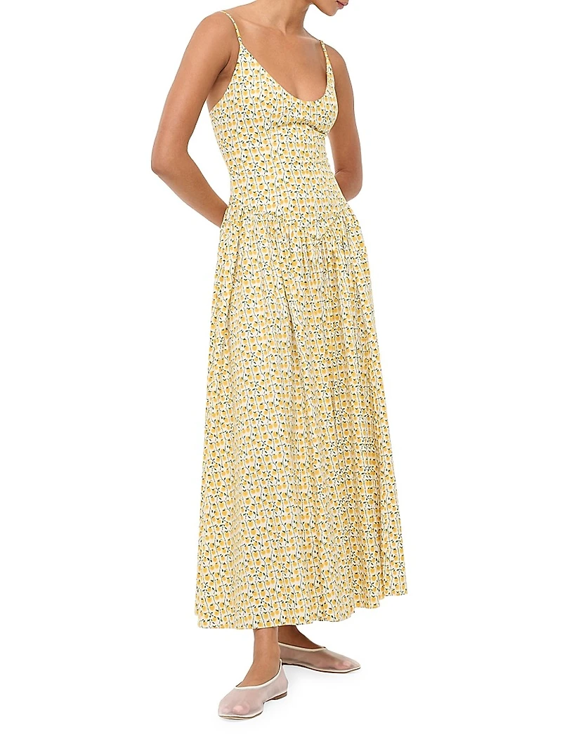 Dena Lemon Print Poplin Maxi Dress