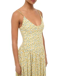 Dena Lemon Print Poplin Maxi Dress