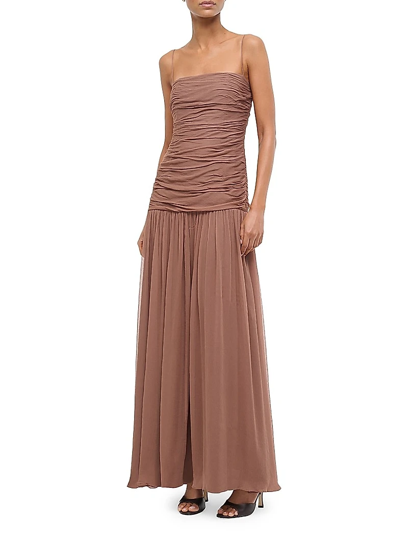 Dalton Shirred Drop-Waist Maxi Dress