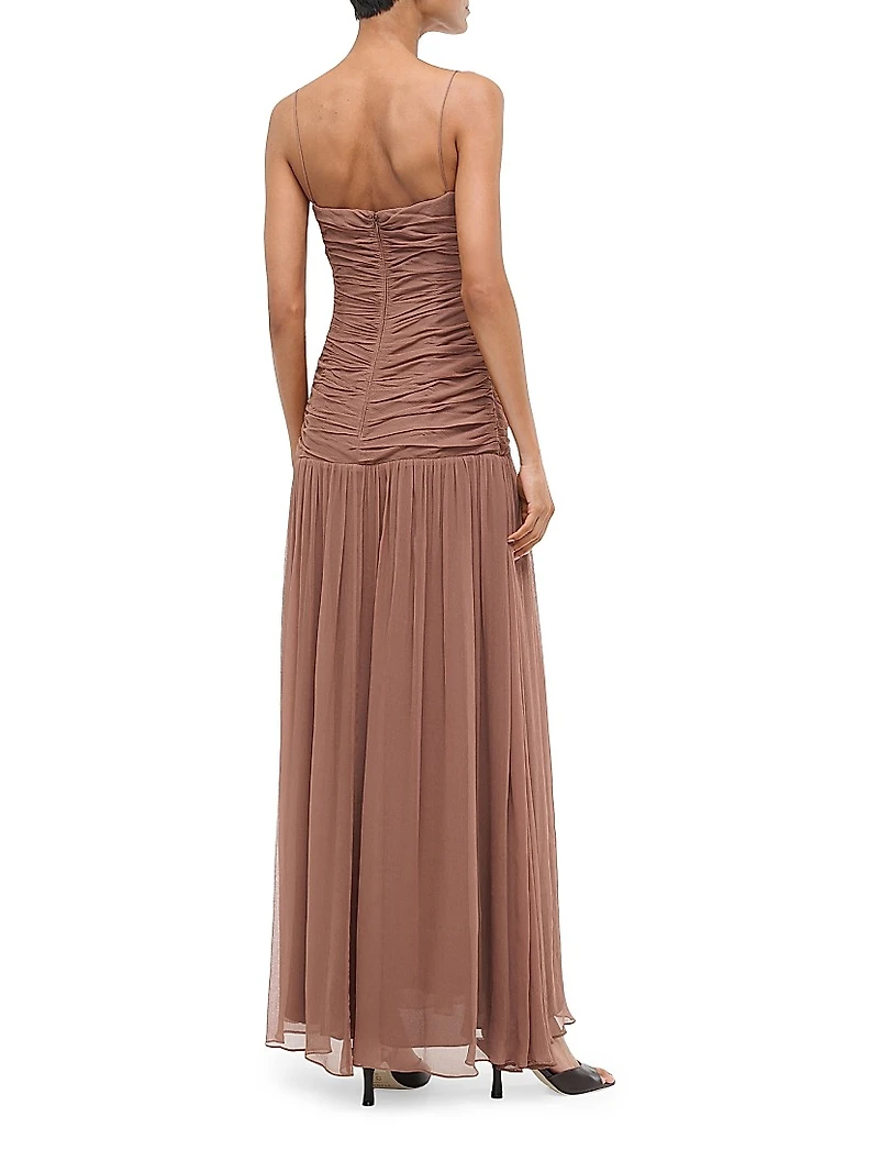 Dalton Shirred Drop-Waist Maxi Dress