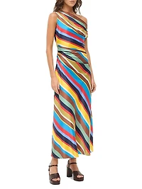 Phare Draped Striped Stretch-Silk Maxi Dress
