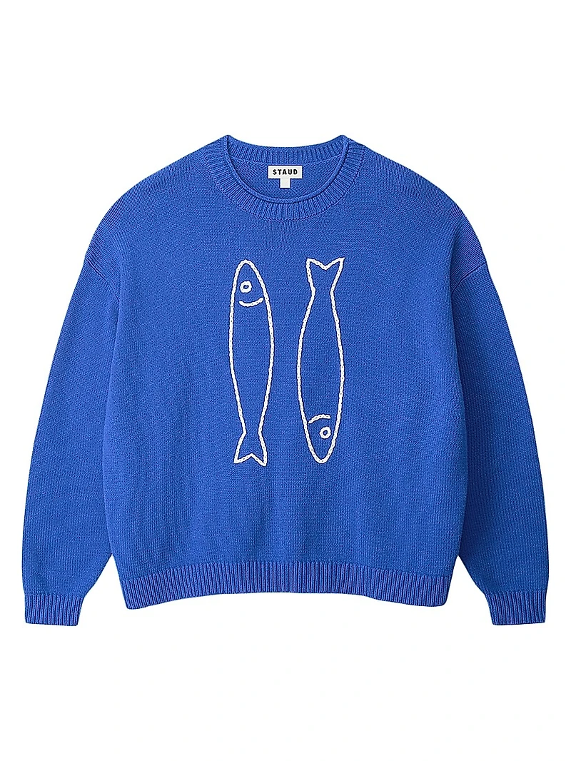 Giada Fish-Print Crewneck Sweater