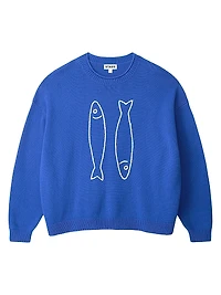 Giada Fish-Print Crewneck Sweater