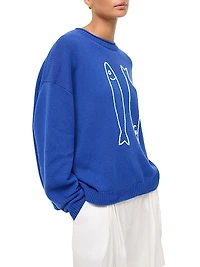 Giada Fish-Print Crewneck Sweater