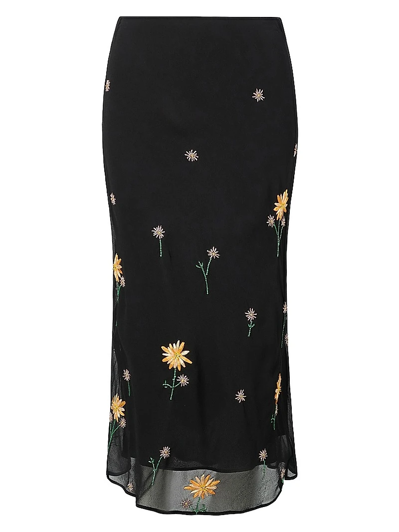 Angela Floral-Embellished Midi-Skirt
