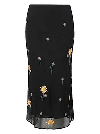 Angela Floral-Embellished Midi-Skirt