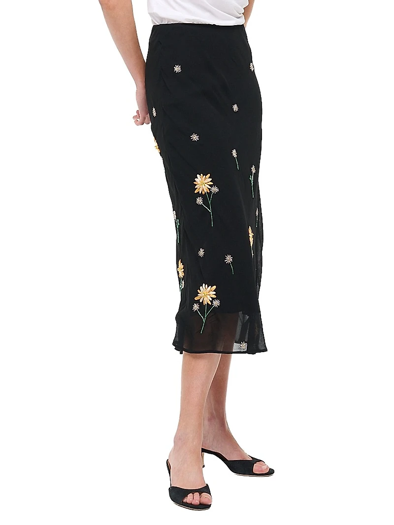 Angela Floral-Embellished Midi-Skirt