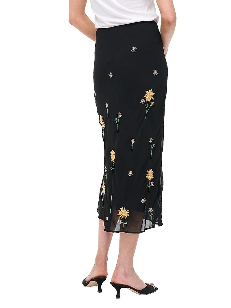 Angela Floral-Embellished Midi-Skirt