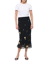 Angela Floral-Embellished Midi-Skirt