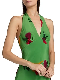 Lucca Tomato Silk Midi-Dress