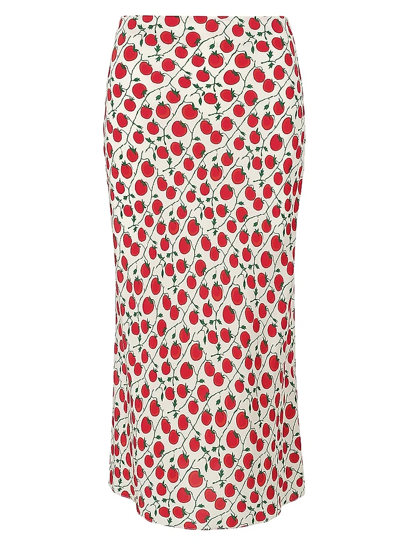 Angela Printed Bias-Cut Crepe Midi-Skirt