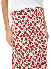 Angela Printed Bias-Cut Crepe Midi-Skirt