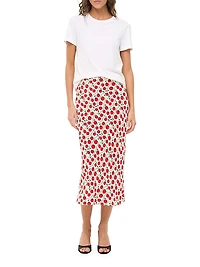 Angela Printed Bias-Cut Crepe Midi-Skirt