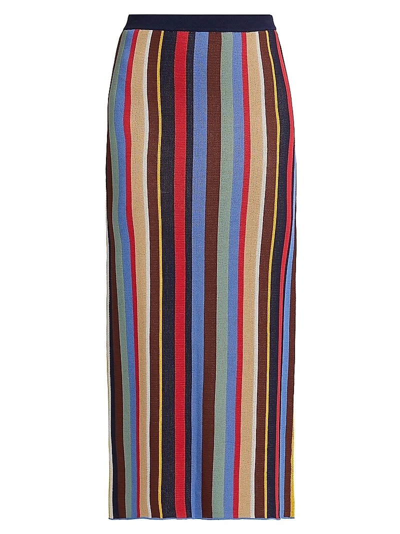 Karina Striped Knit Midi-Skirt