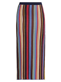 Karina Striped Knit Midi-Skirt