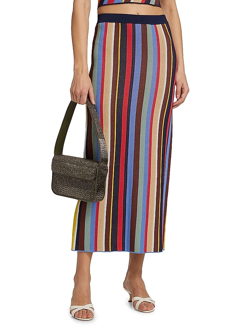 Karina Striped Knit Midi-Skirt