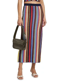 Karina Striped Knit Midi-Skirt