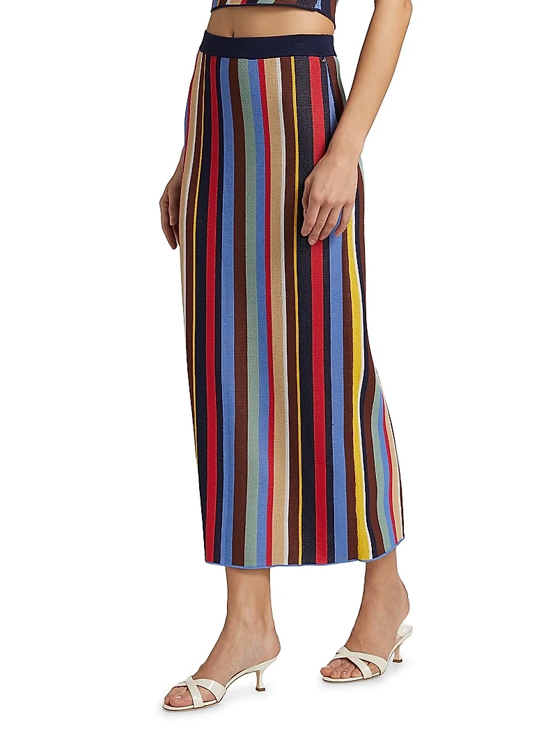 Karina Striped Knit Midi-Skirt