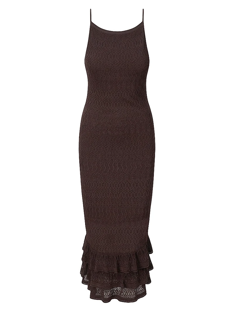 Bliss Knit Ruffle-Trim Maxi Dress