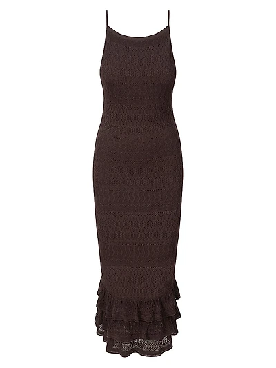 Bliss Knit Ruffle-Trim Maxi Dress